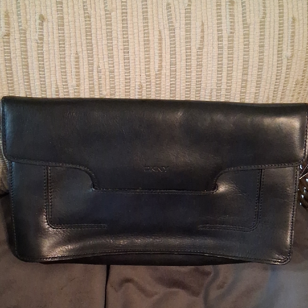DKNY Navy Leather Clutch